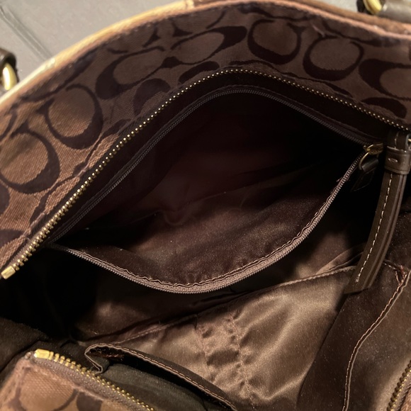 Coach purse brown and gold mixed materials in great condition! - Picture 7 of 16